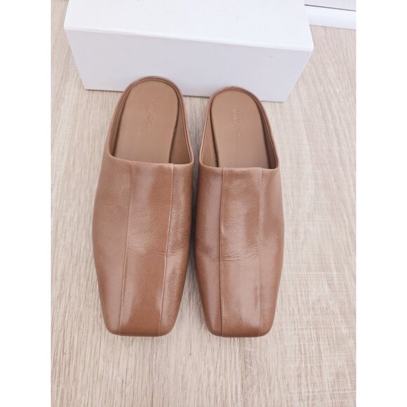 Vince Nida Brown Leather Square Toe Backless Slip On Mule Loafer Shoes 9 39 - Picture 7 of 10